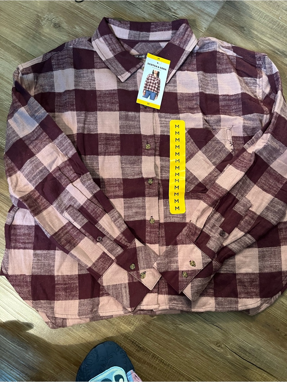 Scotch & Soda womens’s Check Button-Down Shirt - Burgundy & Pink